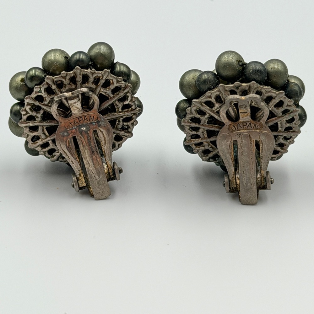 Vtg Japan Hong Kong Beaded Cluster Earrings‎ Lot 10 pairs Costume Jewelry Clip - Picture 3 of 16